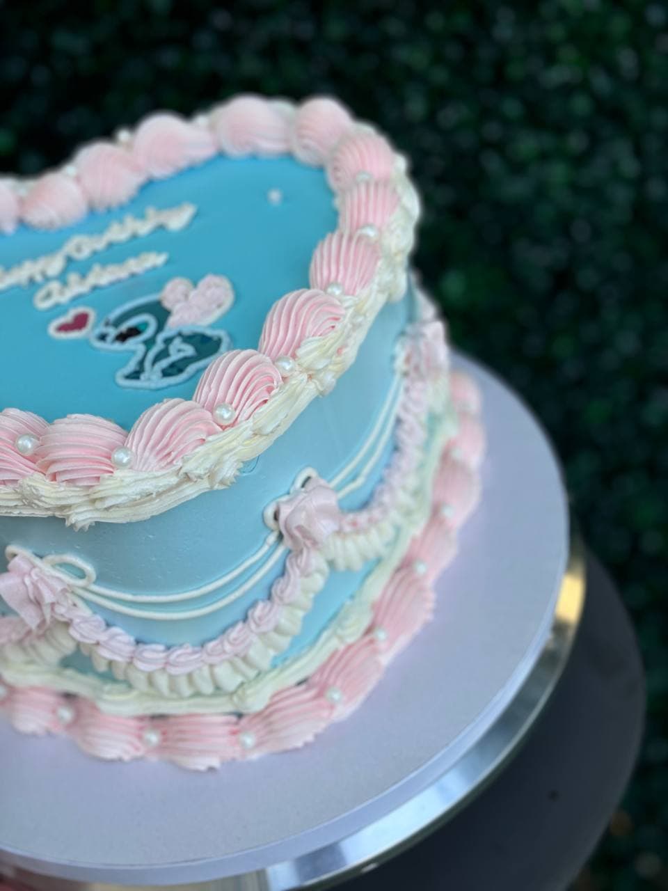 Blue heart cake